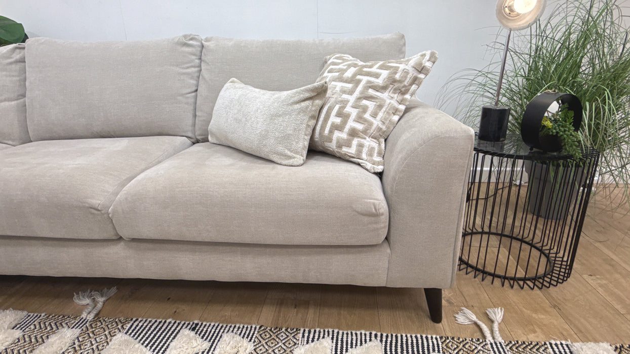 Sofology Mayfair Fabric Chaise 1 Corner 3 Foam Seats in Soft Chenille Linen/Pearl Mix
