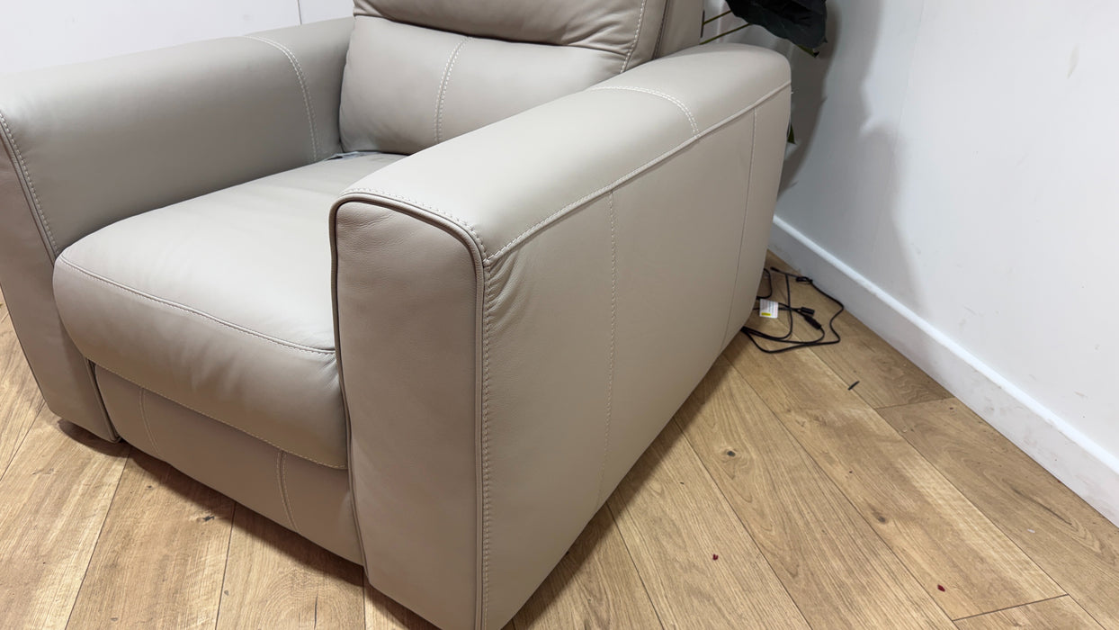 Sofology Sample Leather Chair Power Recliner in Trusty Matt Stone