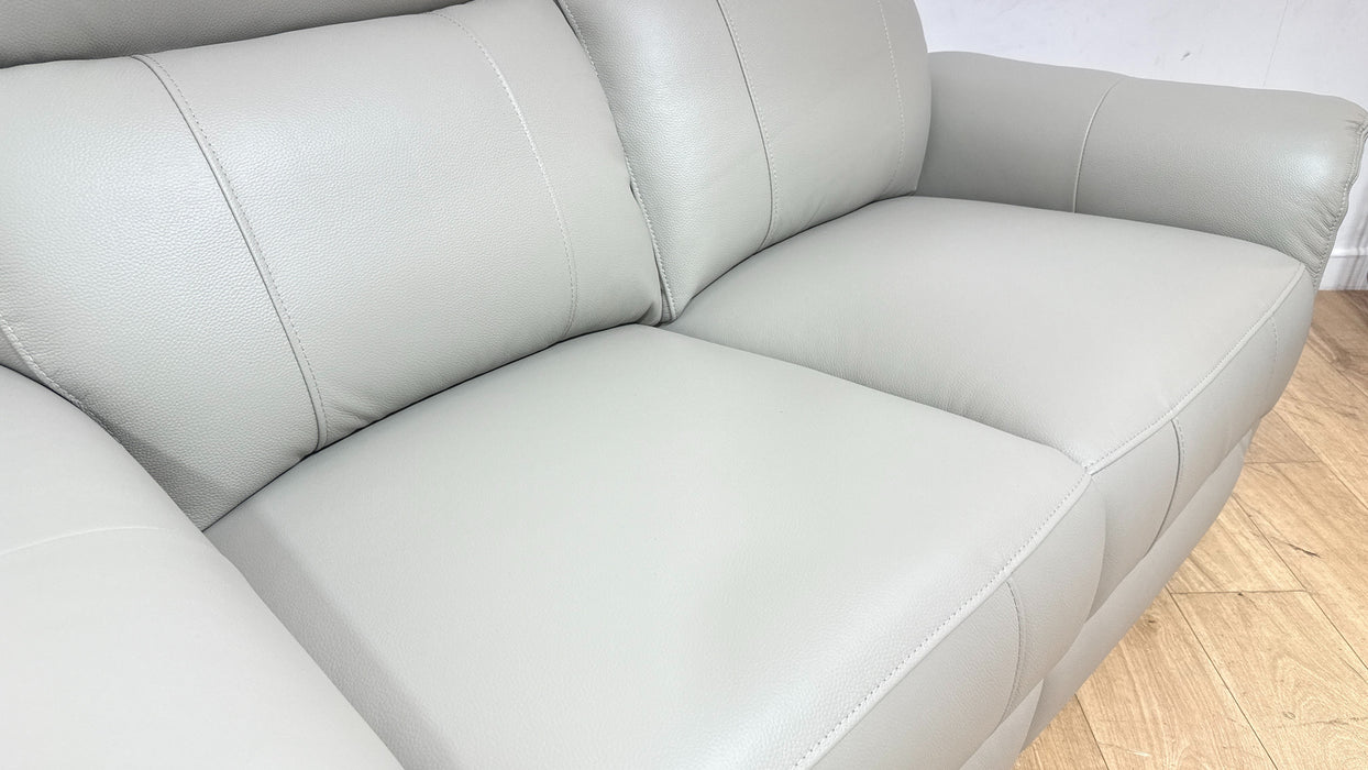 Sofology Bradie Leather 2 Seater Power Recliner/Headrest in Trusty Embossed Light Grey