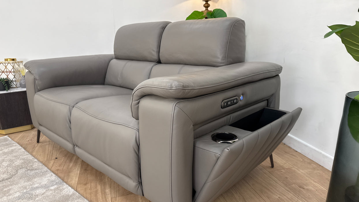 Sofology The Fratelli Leather 2 Seater Power Recliner/Headrest in Trusty Embossed Elephant