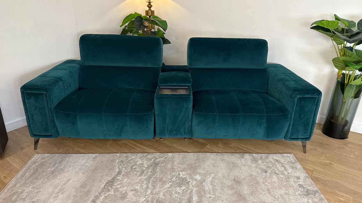DFS Showcase Expresso 2 Seater Fabric Cinema Recliner in Velvet Teal