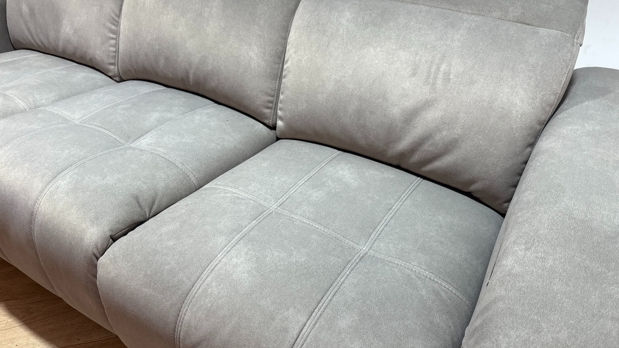 Sofology Marvella Fabric 3 Seater Power Recliner/Headrest in Lifestyle Flecked Stone