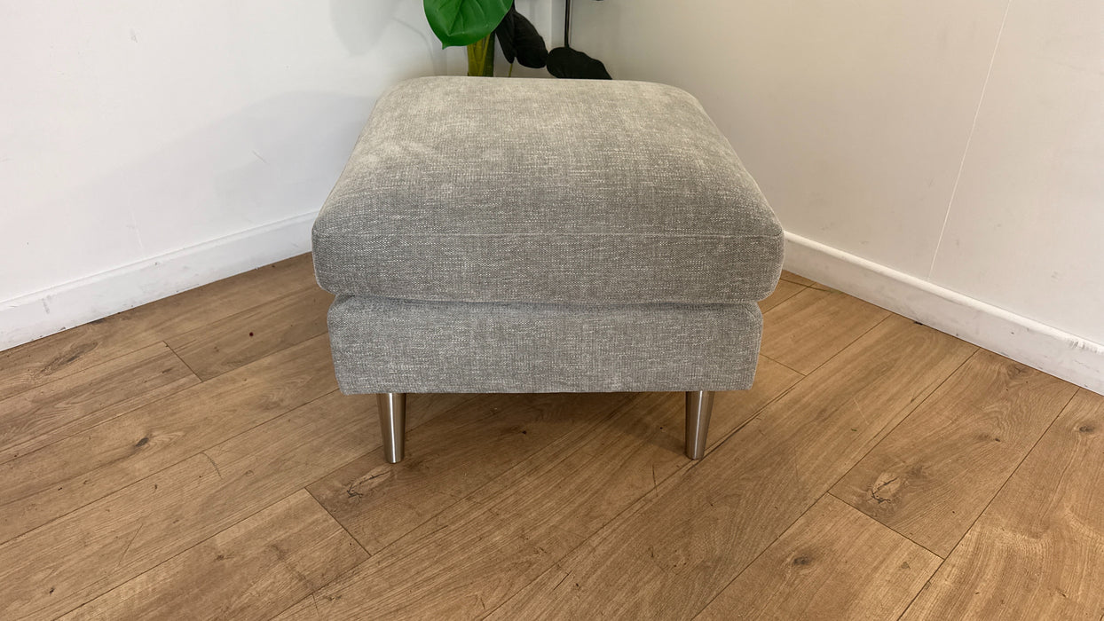 Sofology The Hackney Fabric Memory Foam Footstool in Linen Look Chenille Grey