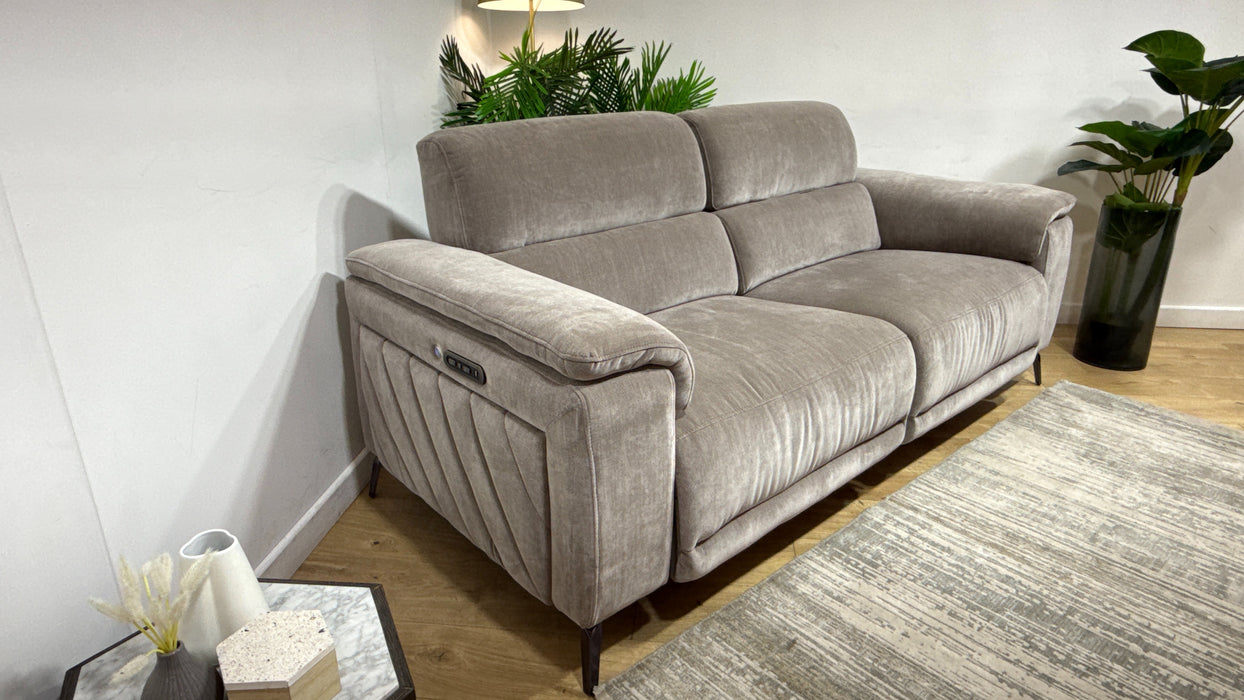 Sofology Fratelli Fabric 2.5 Seater Power Recliner/Headrest in Relaxed Chenille Nutmeg