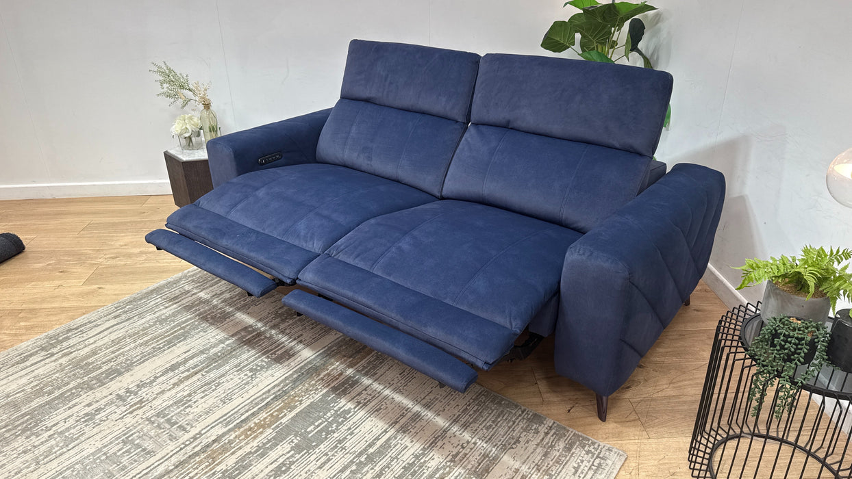 Sofology Allure Fabric 2.5 Seater Power Recliner/Headrest Lumbar Support in Lifestyle Flecked Navy