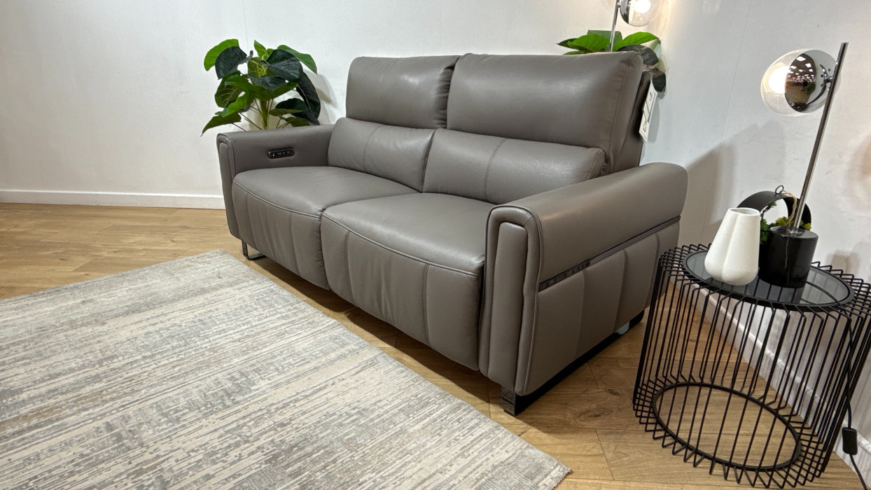 Sofology Ravello Leather 2.5 Seater Power Recliner/Headrest in Trusty Embossed Elephant