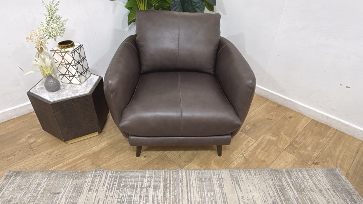 Sofology Adler Leather Chair in Relaxed Soft Black Coffee