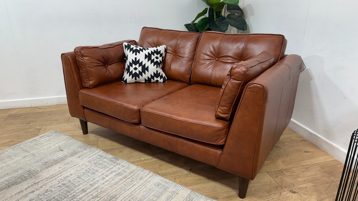 Sofology Cricket Leather 2 Seater in Tan Mix