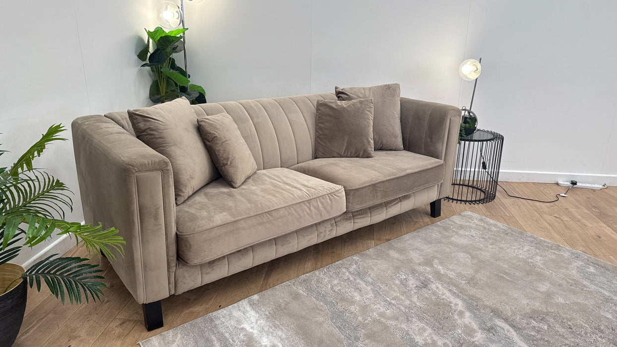 Sofology Fluted Isla Fabric 3 Seater in Mocha All Over