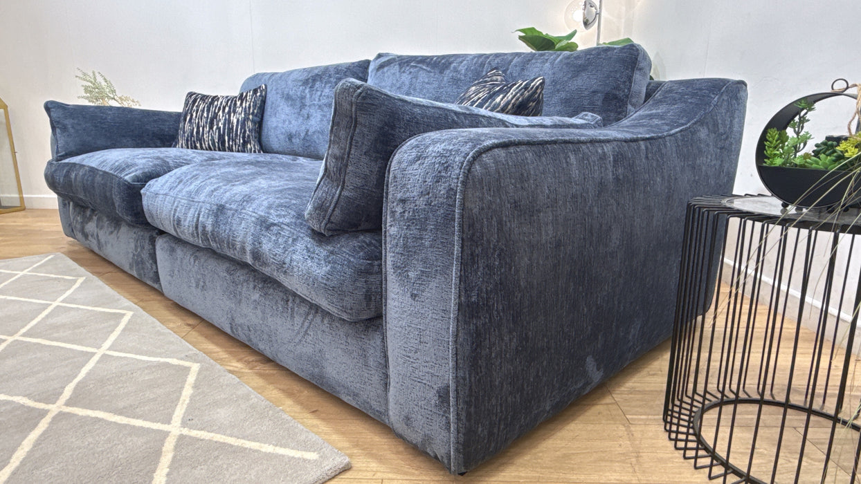 Sofology Bellagio Fabric 4 Seater Split Reversible Feather Flex Interior in Chunky Luxe Chenille Navy Mix
