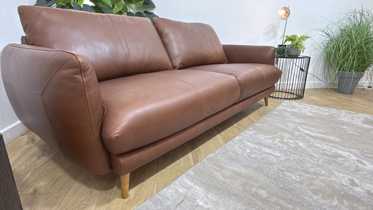 Sofology Adler Leather 3 Seater in Relaxed Soft Brown