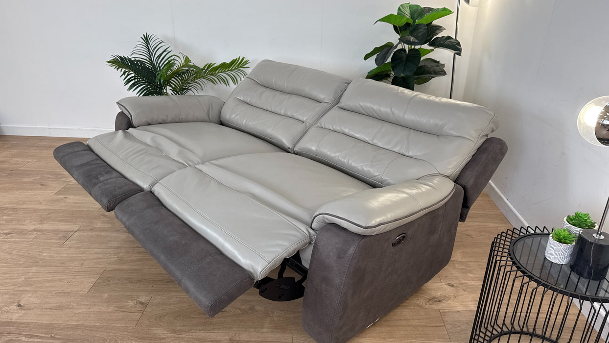 Maloney 3 Seater Fabric/Leather Power Recliner