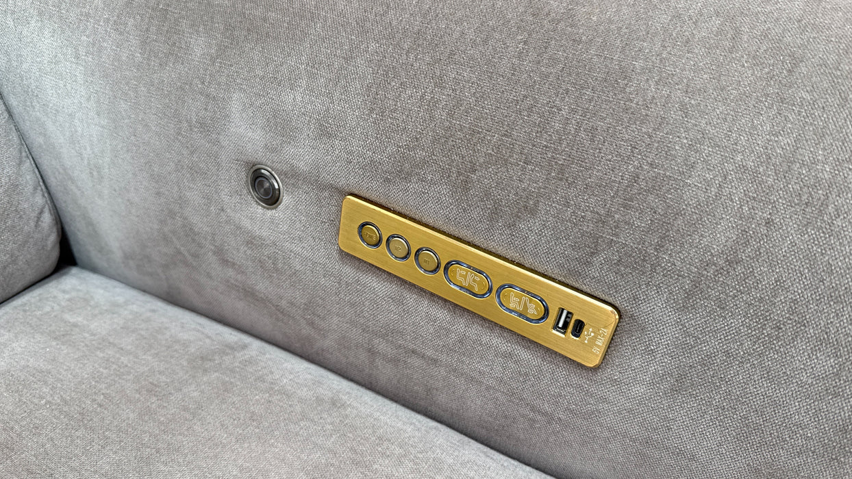 Sofology Plaza Fabric 1.5 Smart Console Corner 3 Power Recliner/Headrest Heated Seats in Relaxed Chenille Nutmeg