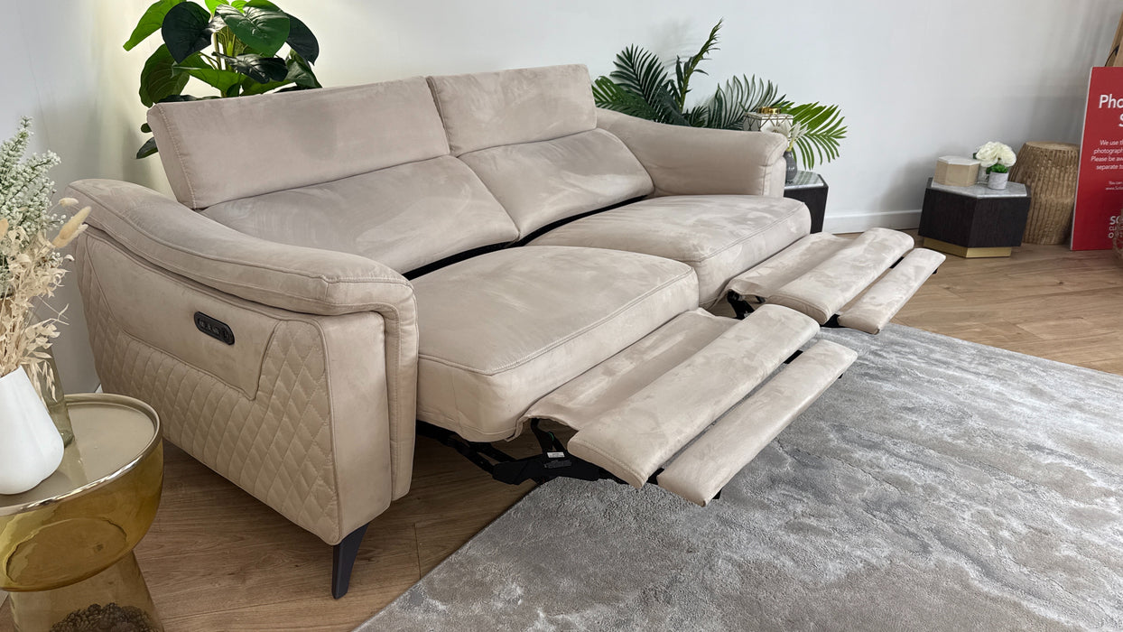 Sofology Ezra Fabric 3 Seater Power Recliner/Headrest in Tara Mink