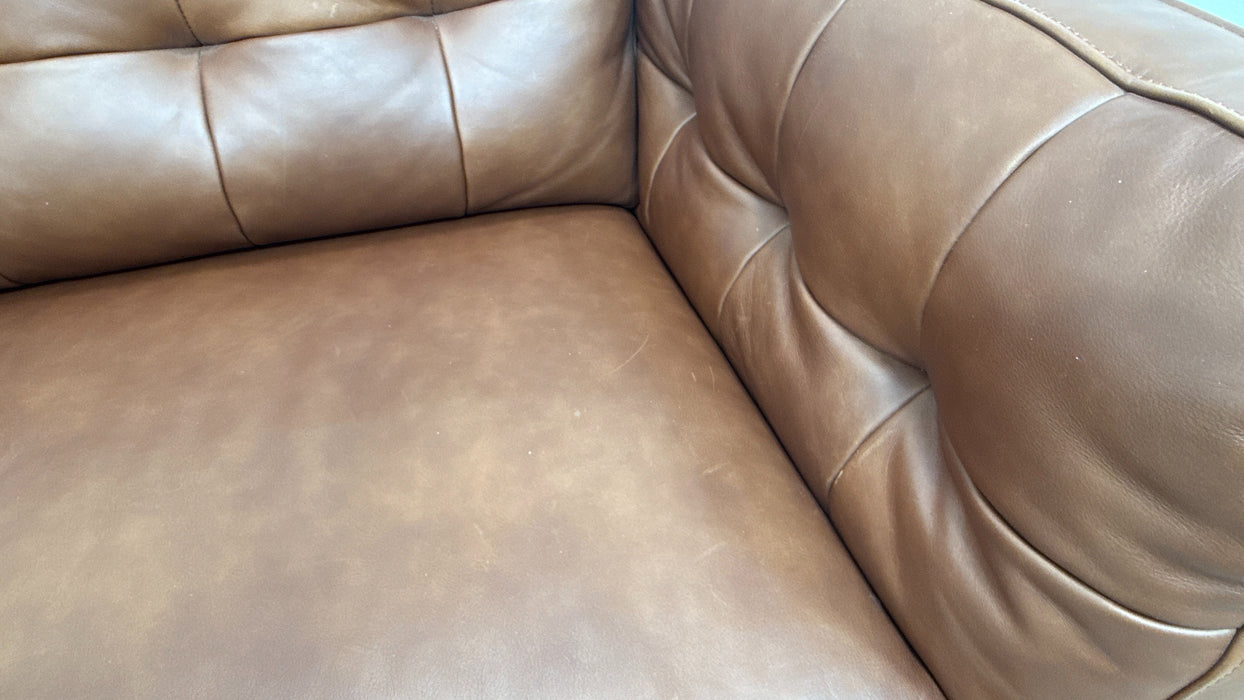 Sofology Muse Leather Loveseat in Relaxed Matt Espresso
