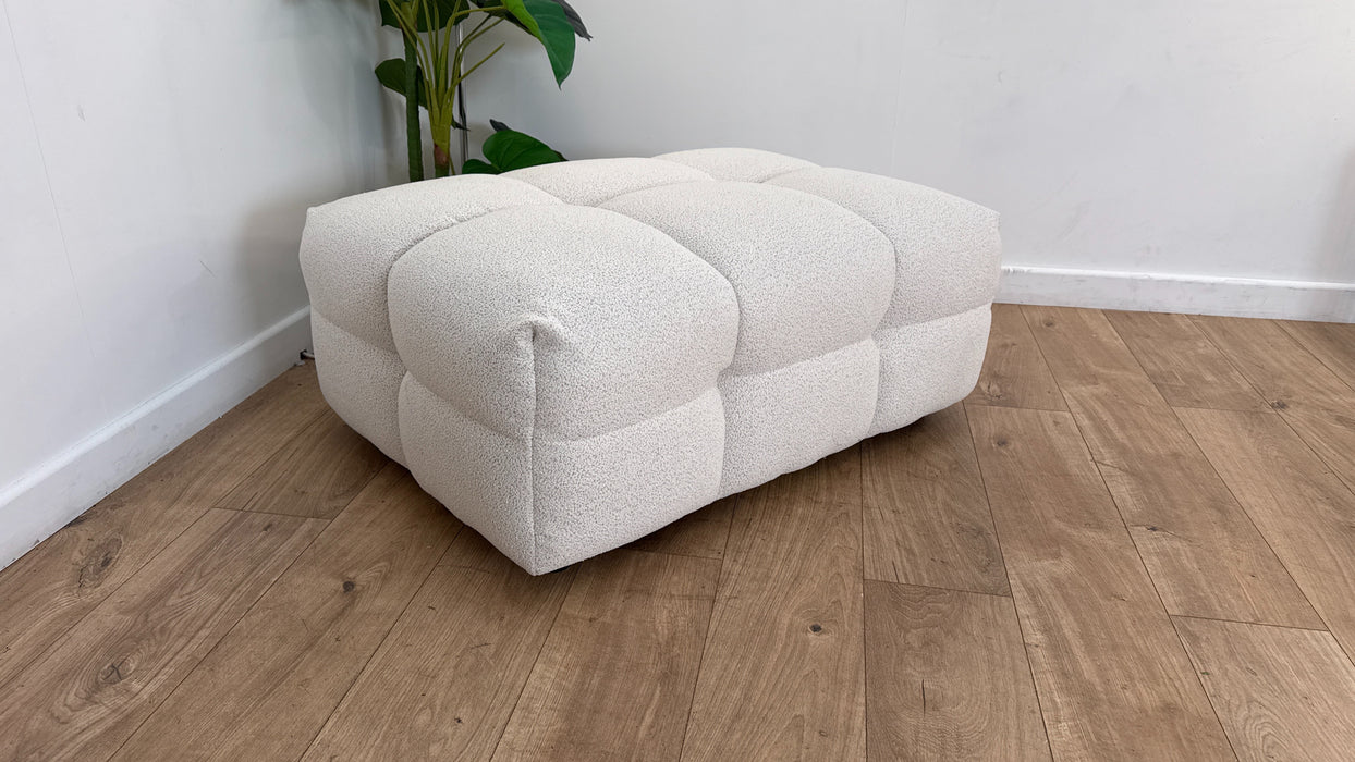 Sofology The Lunar Fabric Designer Footstool in Woven Boucle Linen