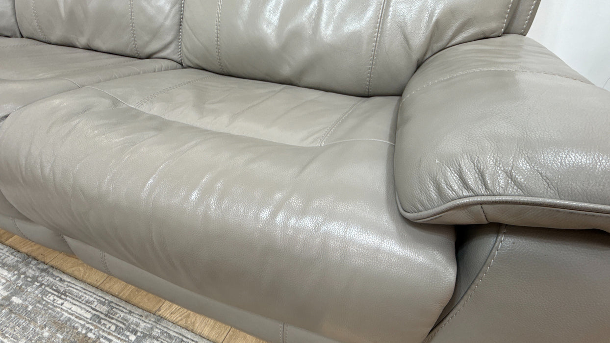 DFS Lucius Leather 2 Console Corner 2 Power Recliner  in Silver