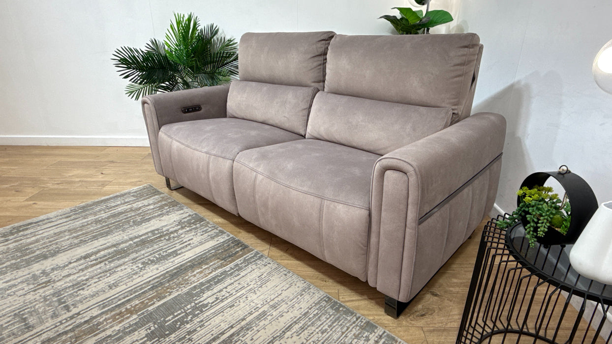 Sofology Ravello Fabric 2.5 Seater Power Recliner/Headrest in Lifestyle Flecked Nutmeg