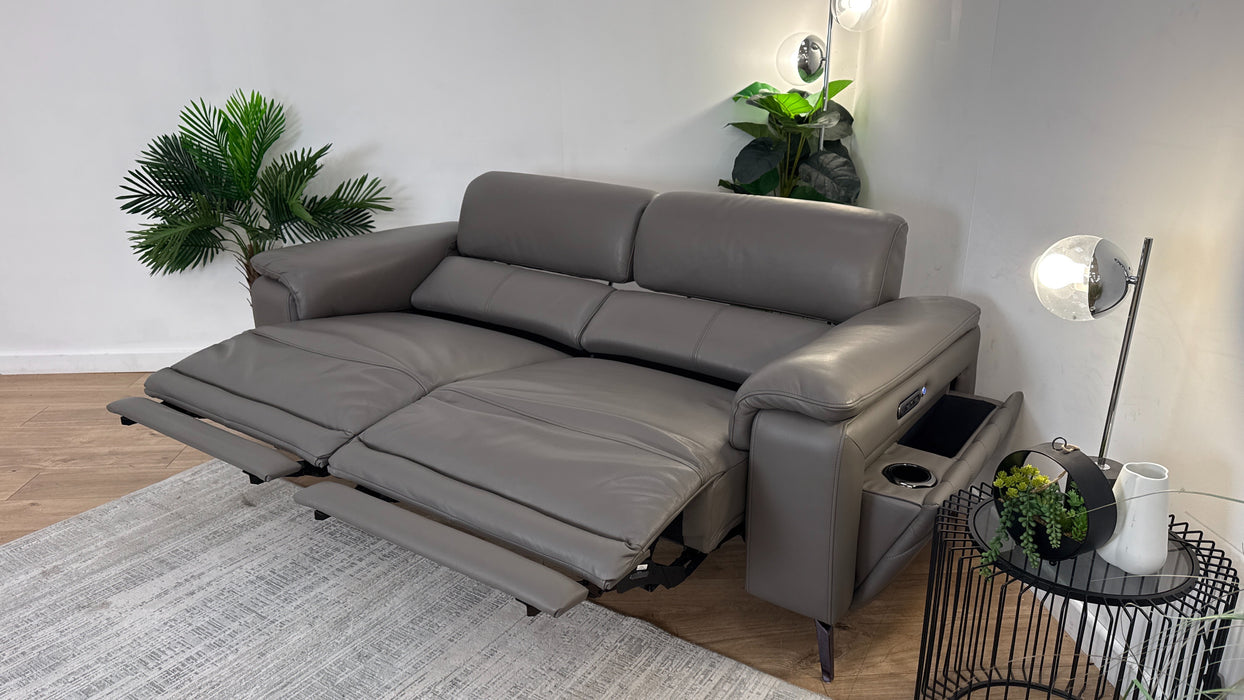 Sofology The Fratelli Leather 2.5 Seater Power Recliner/Headrest in Trusty Embossed Elephant