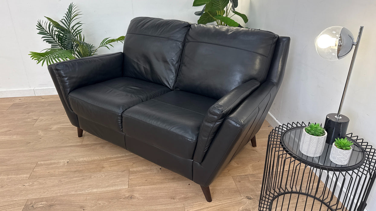 Fellini 2 Seat - Leather Sofa - Alaska Black