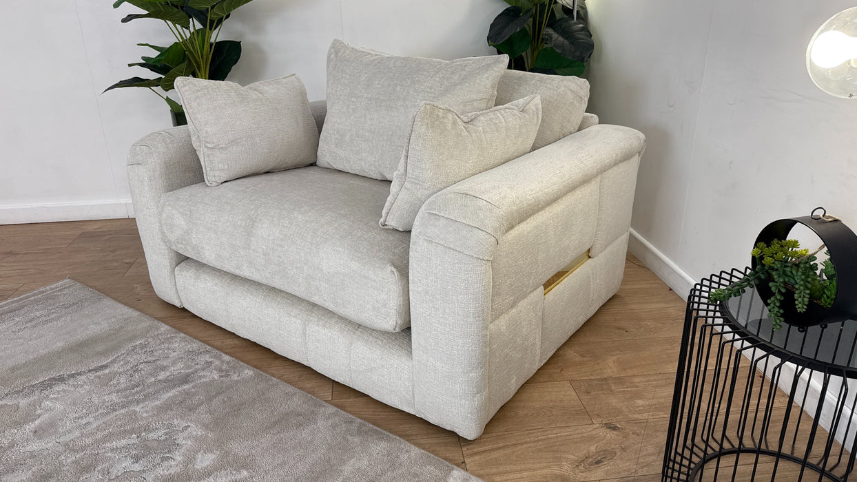 Sofology The Westwood Fabric Loveseat Gold Trim in Teddy Chenille Mist