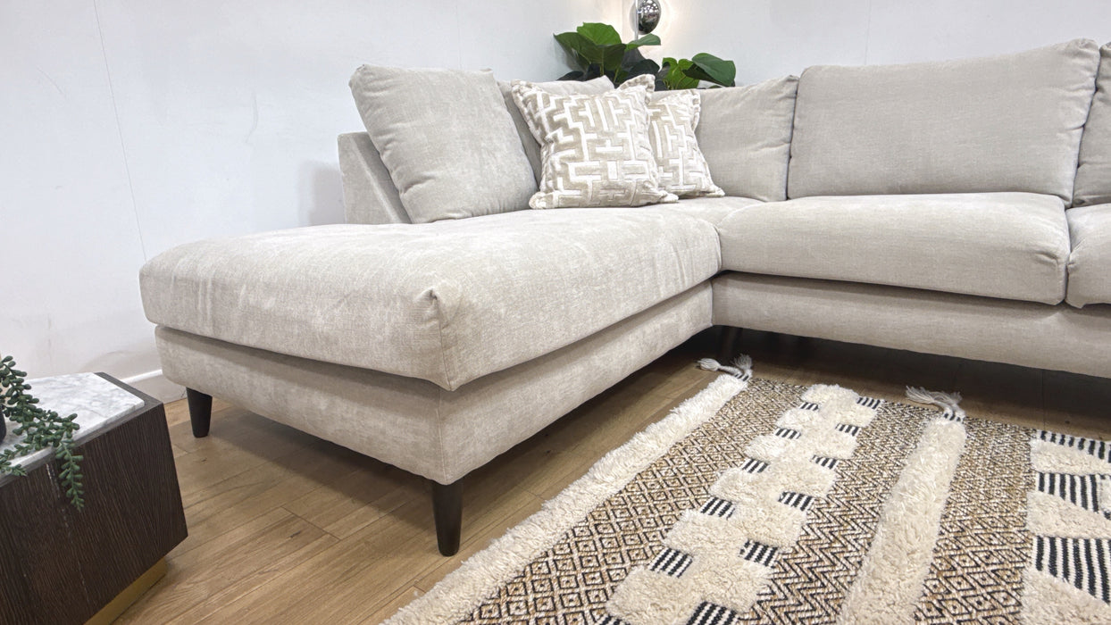 Sofology Mayfair Fabric Chaise 1 Corner 3 Foam Seats in Soft Chenille Linen/Pearl Mix