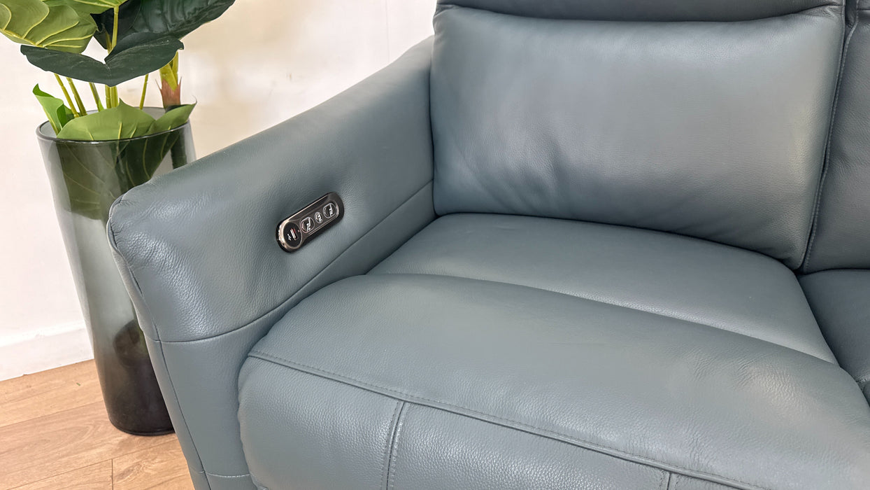 Sofology The Renato 2 Seater Recliner Sofa in Trusty Embossed Leather Peacock