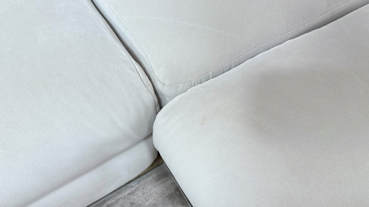 Sofology Oscar Fabric 1 Corner 3 Gold Trim in Super Matt Velvet Ecru Mix