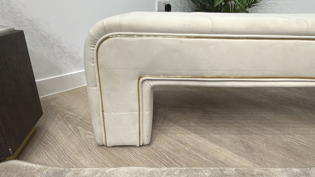 Sofology Oscar Large Bench Footstool in Super Matt Velvet Ecru