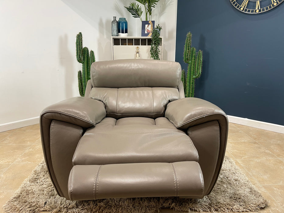 Radley Leather Chair Taupe - Power Recliner Power Headrest (WA2)