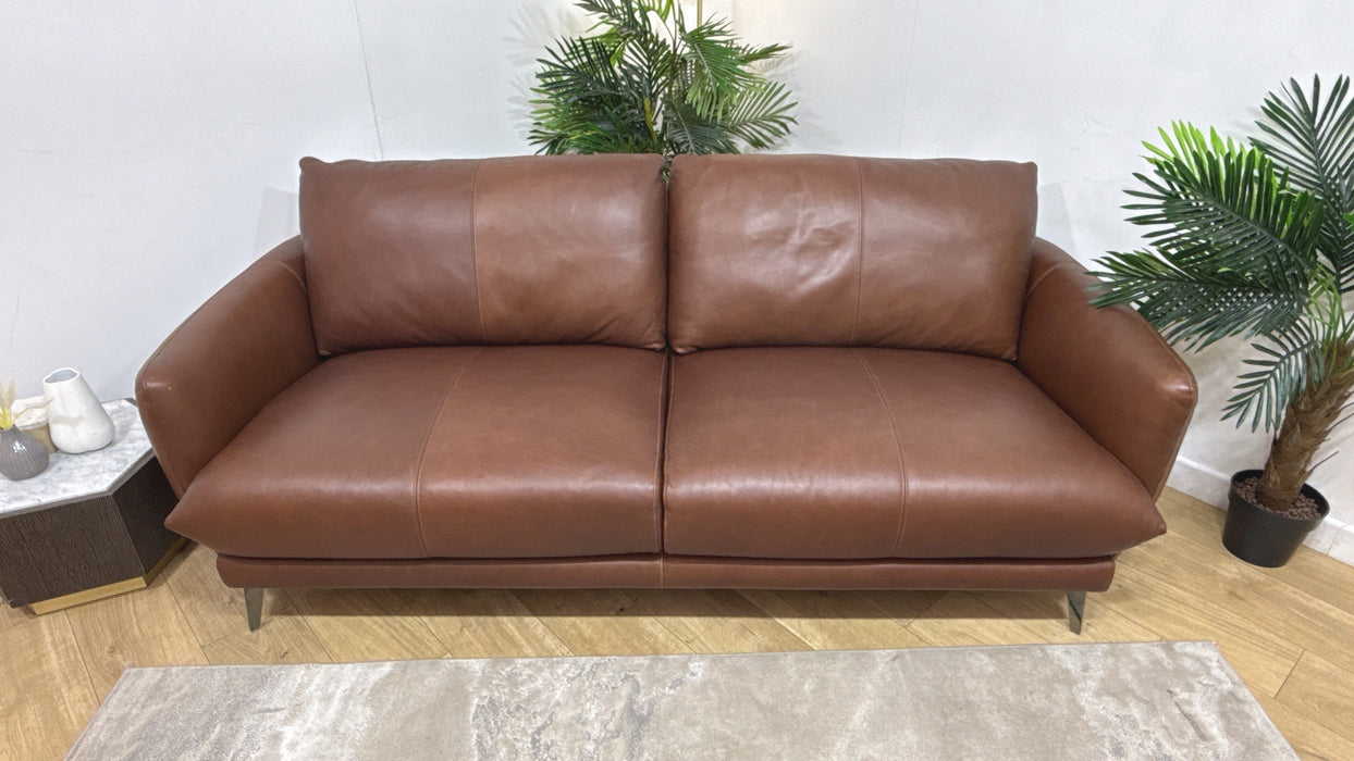 Sofology Adler Leather 3 Seater in Relaxed Soft Brown