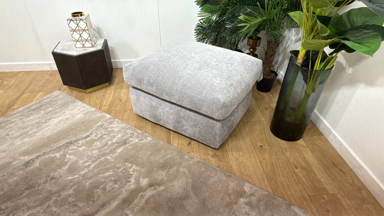 Sofology Georgio Fabric Designer Footstool Extra Flex Interior in Lifestyle Plush Chenille Silver