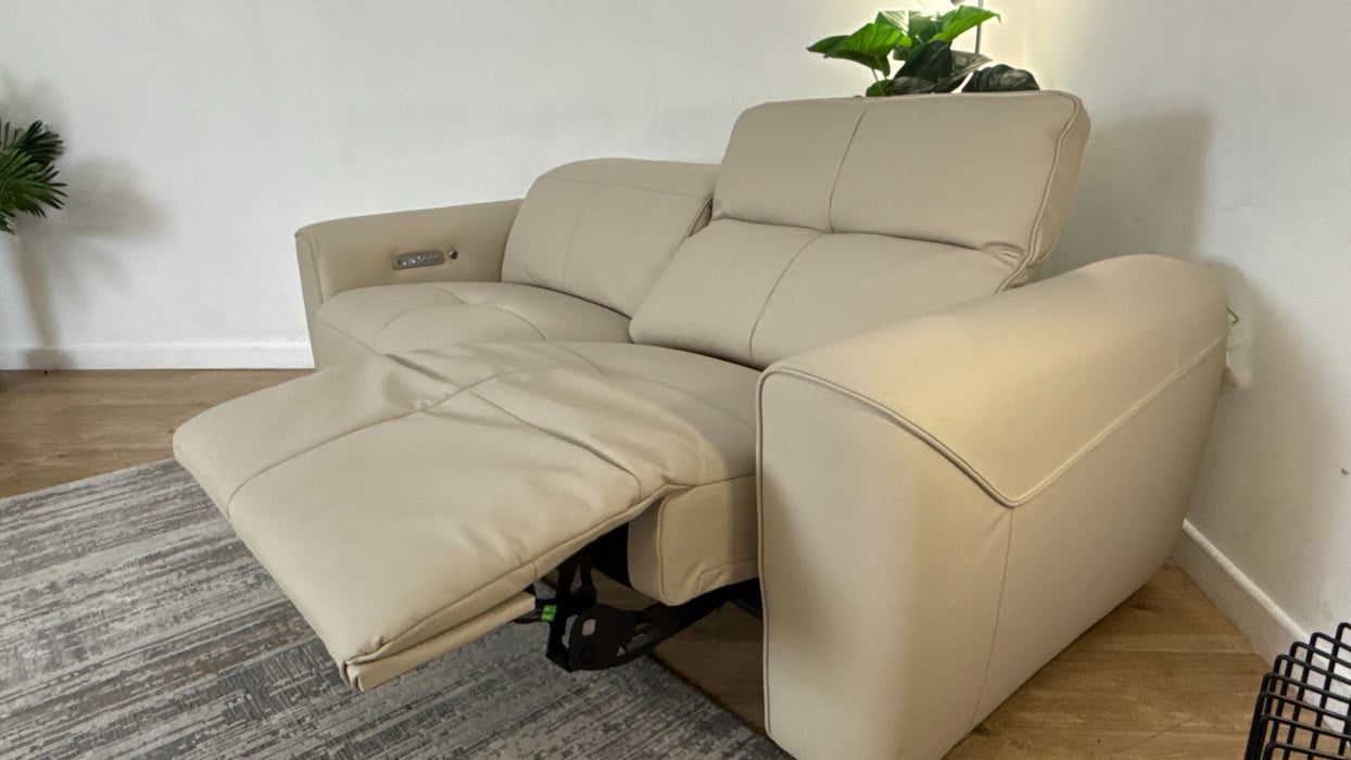 Sofology The Riviera Leather 2.5 Seater Power Recliner/Headrest Heated Seat in Trusty Super Matt Stone