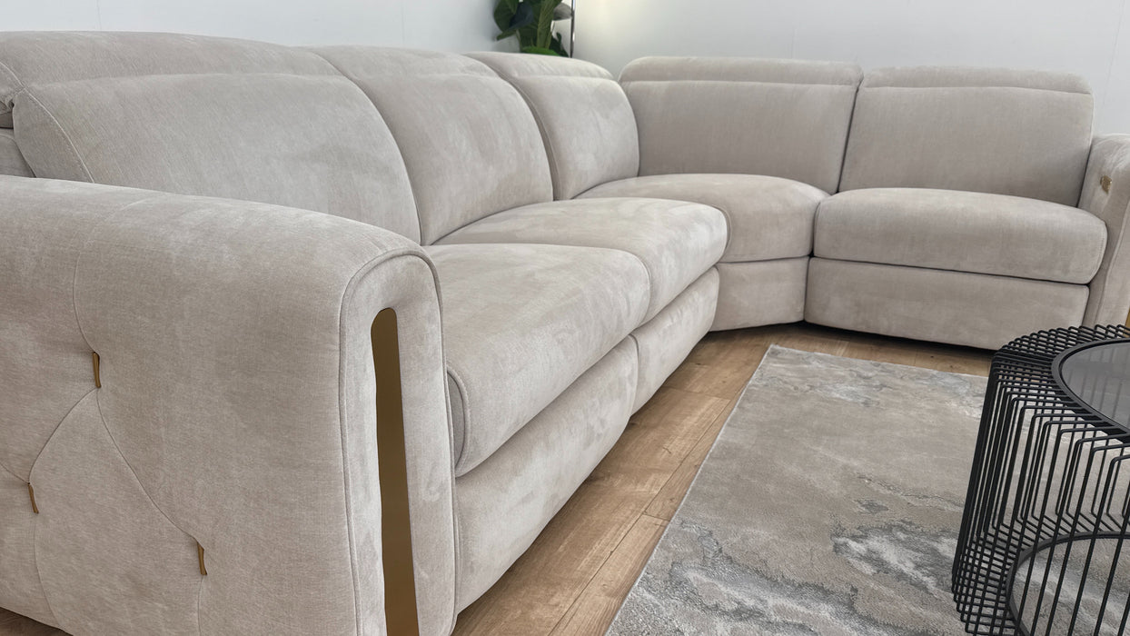 Sofology The Kingsbridge 3 Corner 1.5 Fabric Recliner Sofa in Relaxed Chenille Cotton