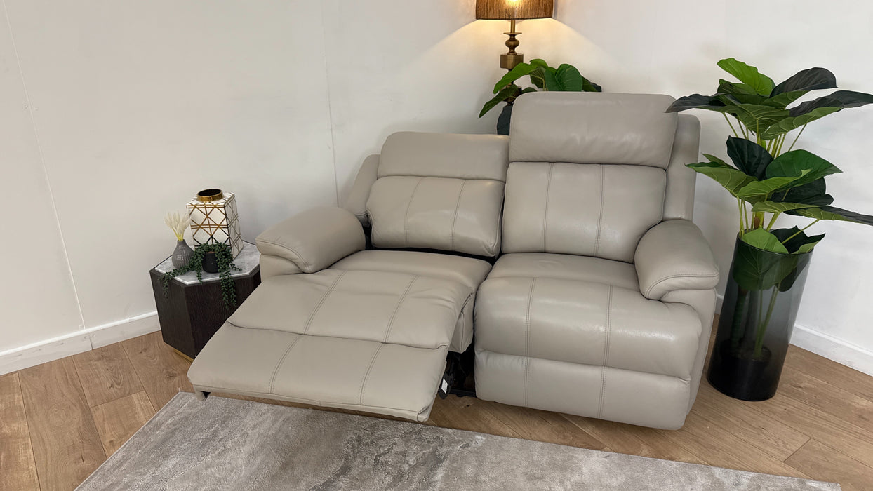 Sofology Gracie Leather 2 Seater Power Recliner/Headrest Massage in Trusty Sheen Lead Grey