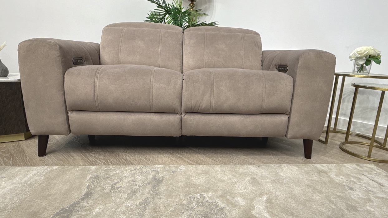 Sofology Allure Fabric 2 Seater Power Recliner/Headrest Heated Seats Lumbar Support in Lifestyle Flecked Fabric Nutmeg