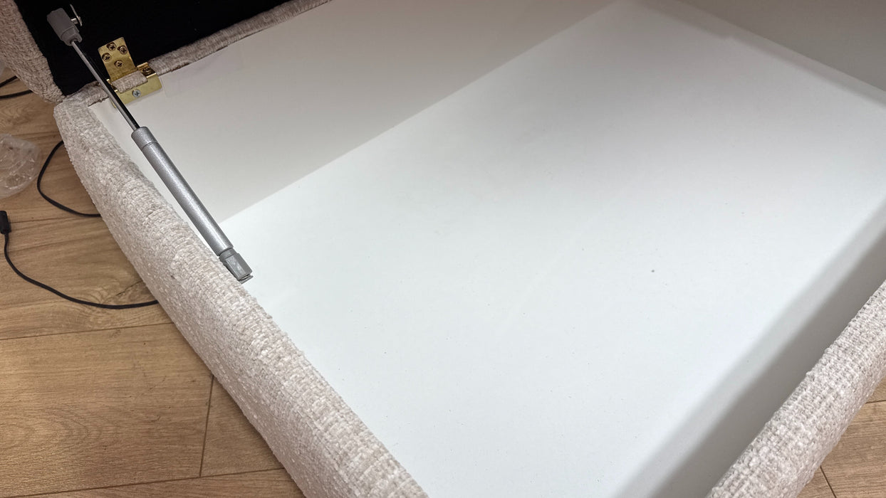 Sofology Cove Fabric Large Storage Footstool in Artisan Chenille Ecru