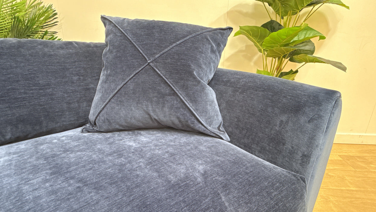 Sofology Hourglass Fabric 3 Seater in Vintage Velvet Navy/Graphite Mix