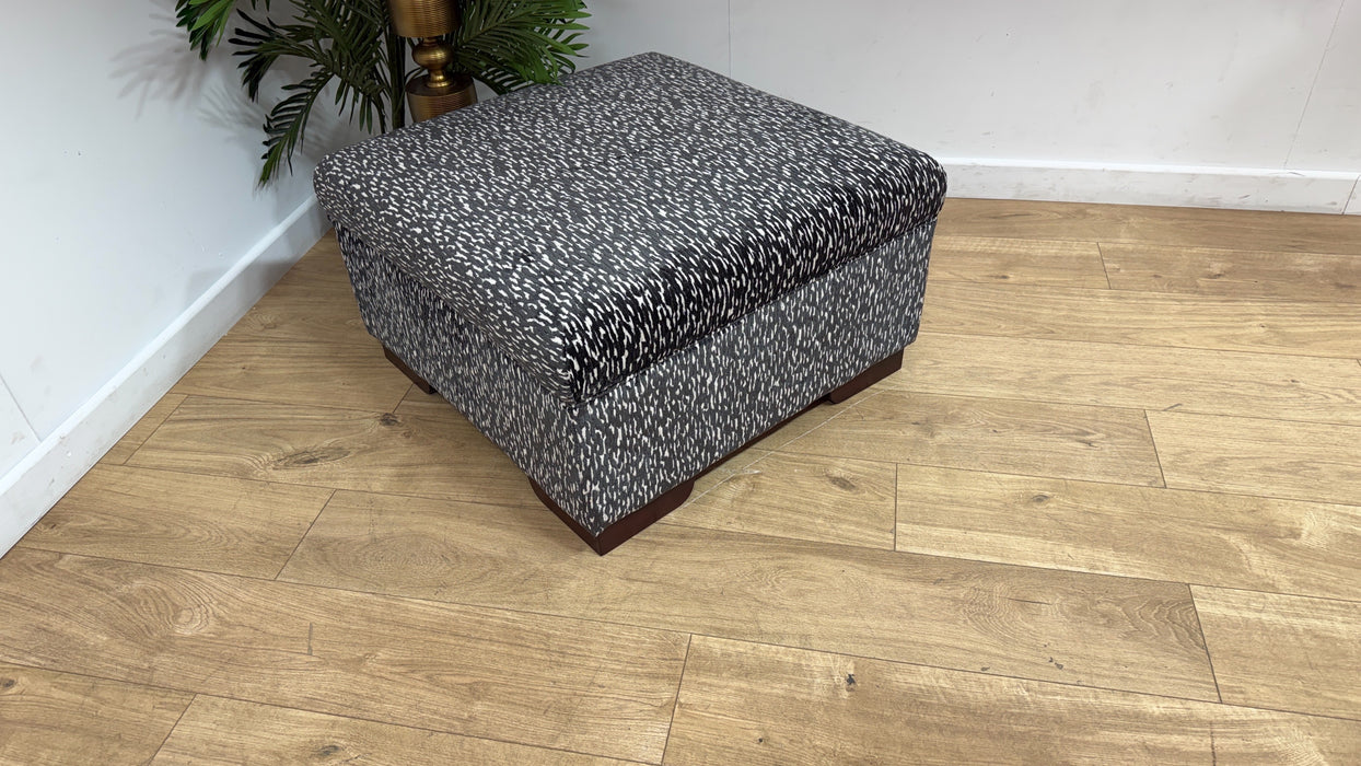 Sofology Valentina Fabric Square Designer Footstool in Design Fabric Slate