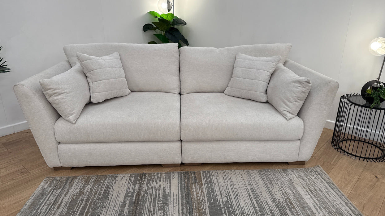 Sofology Calista Fabric 4 Seater Split Full Back Fluting in Linen Look Chenille Mist
