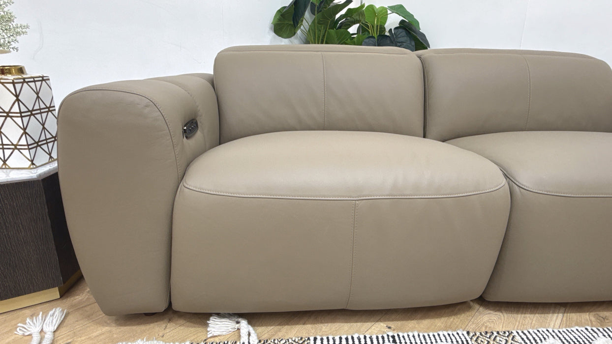 Sofology Solace 3 Seater Power Recliner/Headrest Heated Seats in Sample Taupe