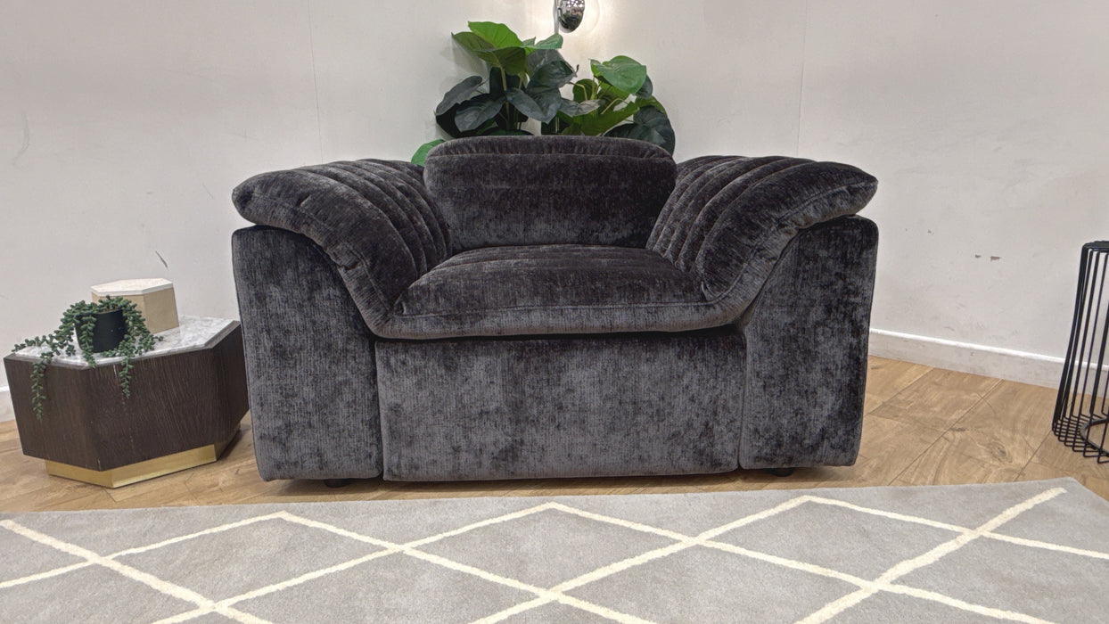 Sofology Olson Fabric Chair Power Recliner in Luxury Textured Chenille Anthracite