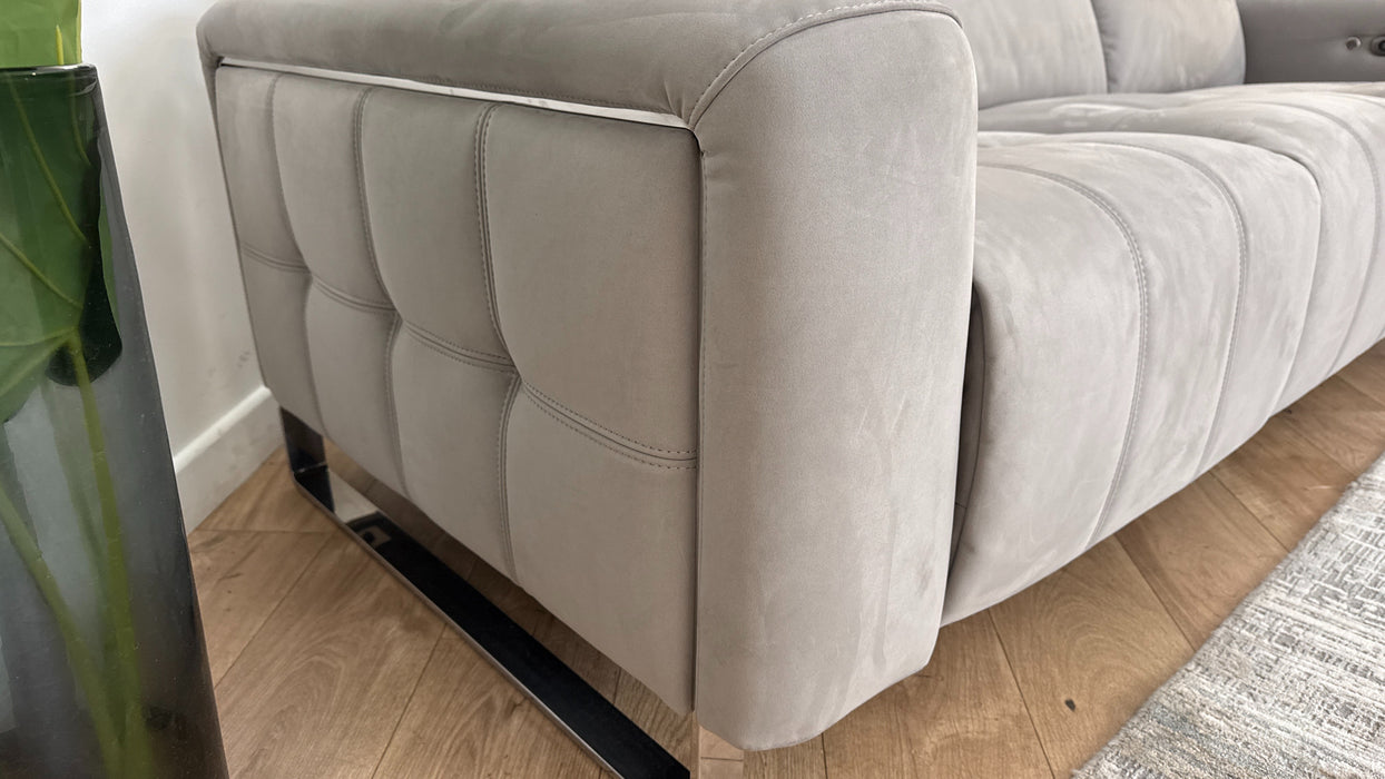 Sofology Marvella Fabric 3 Power Recliner/Headrest Heated Seat in Lifestyle Nubuck Feel Light Grey