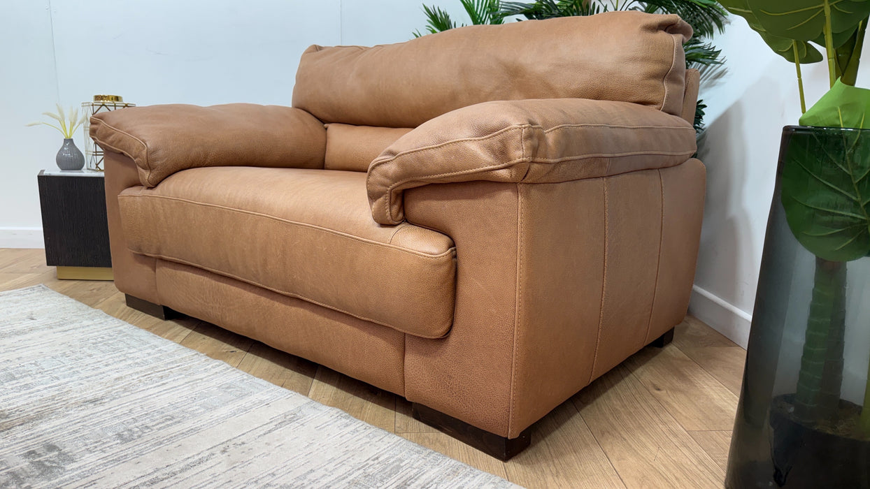 Sofology Santino Leather Loveseat in Apollo Tan
