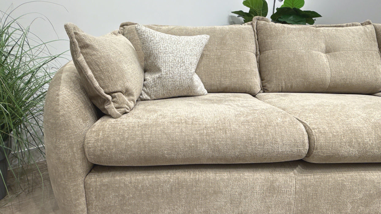 Sofology Portobello Fabric Chaise 3 Seater Foam Seats with Storage in Teddy Chenille Natural Mix