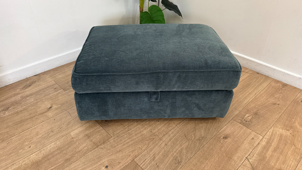 Sofology The Ziggy Fabric Storage Footstool in Soft Textured Chenille Teal