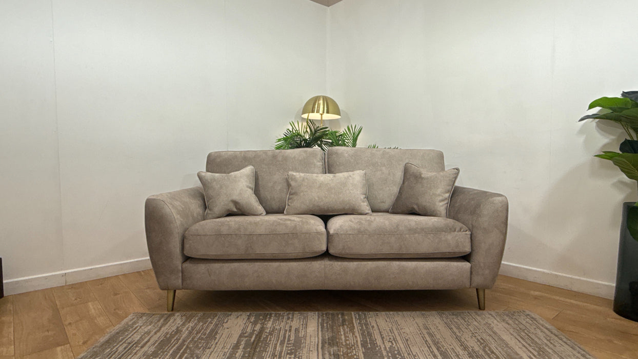 Sofology Hackney Fabric 3 Seater Sprung Seats in Lifestyle Dapple Fabric Stone