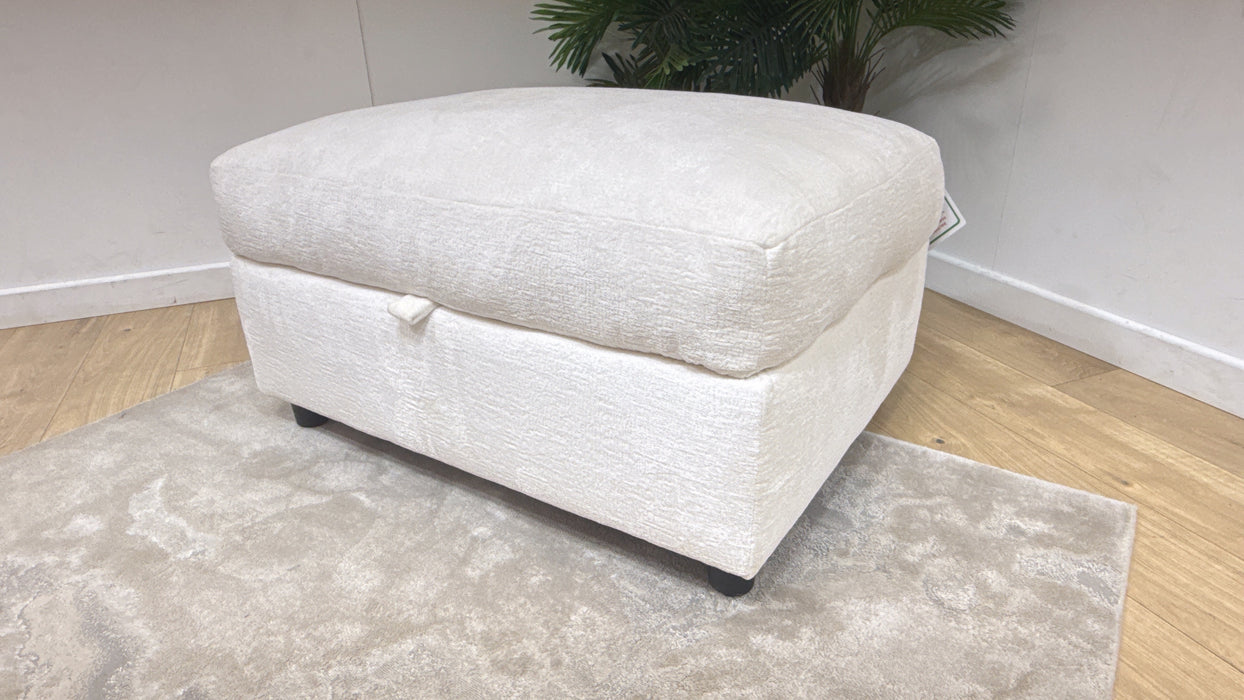 Sofology Bellagio Fabric Storage Feather Flex Footstool in Chunky Luxe Chenille Snow