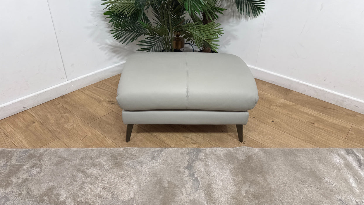 Sofology Adler Leather Designer Footstool in Trusty Matt Light Grey