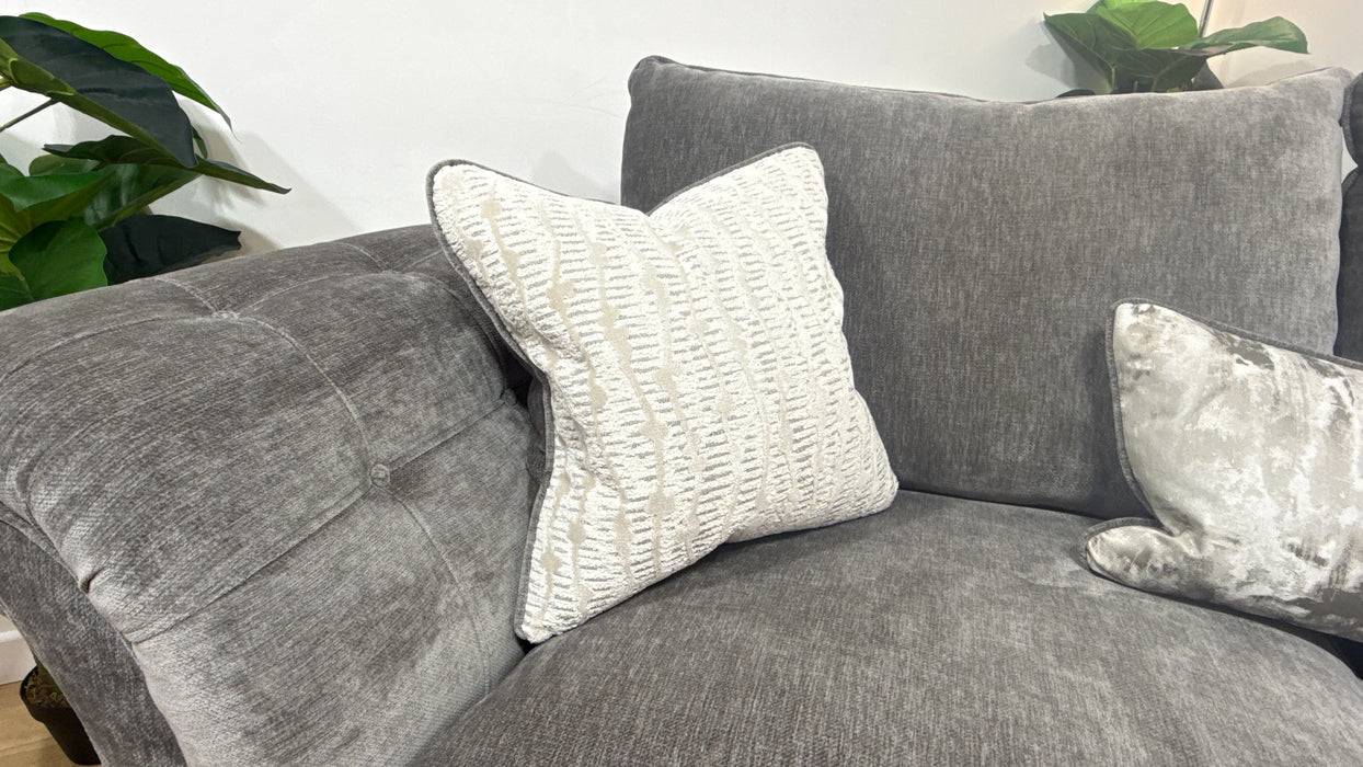 Sofology Highgrove Fabric 3 Seater Full Back Extra Flex Seats in Luxury Deep Pile Chenille Grey Mix